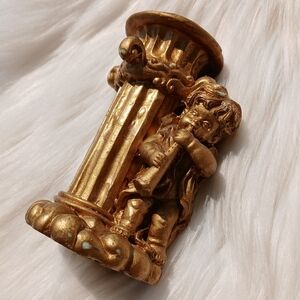 Vintage Cherub Gold Candle Holder Angel Retro Knick Knack Mid-century Modern mcm